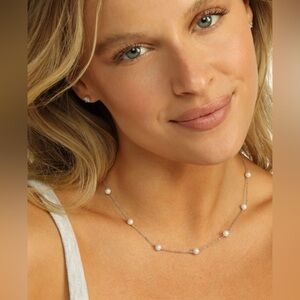 Melinda Maria Adjustable Perfect Pearl Infinity Silver Necklace